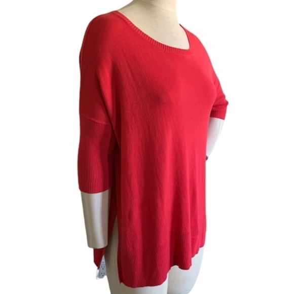 Gap Womens Red Ribbed Sleeve Oversize Boxy Knit Sweater Sz Sm Side Slits #231i - Picture 2 of 5